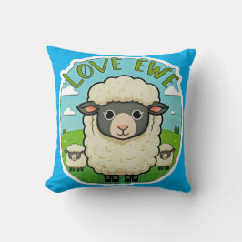 Love Ewe Cute Sheep Pun Heart Animal Artwork Kudde