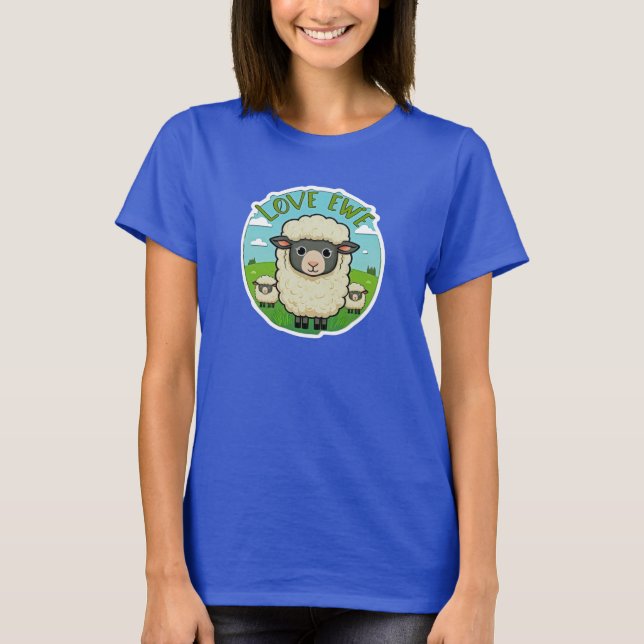 Love Ewe Cute Sheep Pun Heart Animal Artwork T Shirt (Framsida)