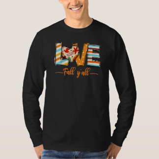 Love Fall Y'All Leopard Fall Pumpkin  Thanksgiving T Shirt