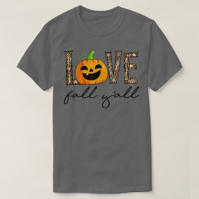 Love Fall Y'All Leopard Pumpkin Fall  T Shirt (Design framsida)