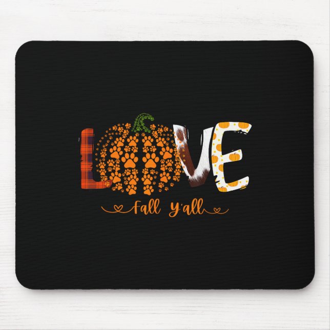 Love Fall Y'all Pumpkin Dog Paw Print Autumn Falli Musmatta (Framsidan)
