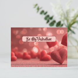 Love-Filled Be My Valentine Flat Romantic Card Tack Kort