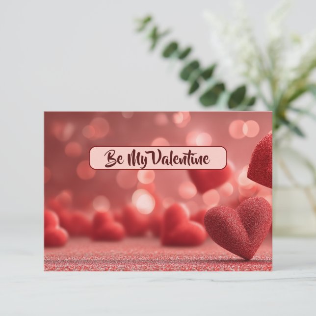 Love-Filled Be My Valentine Flat Romantic Card Tack Kort (Stående Fram)
