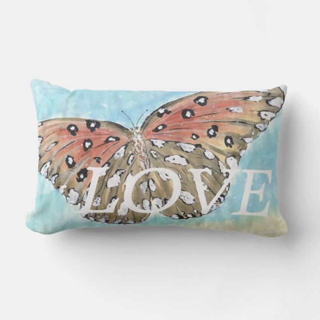 lOVE fjäril blå himmel inspiration kudde (Framsida)