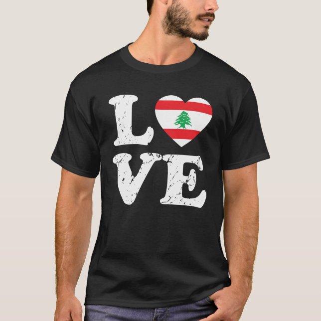 Love Flag of Lebanon Costume Lebanese  Mom Dad T Shirt (Framsida)