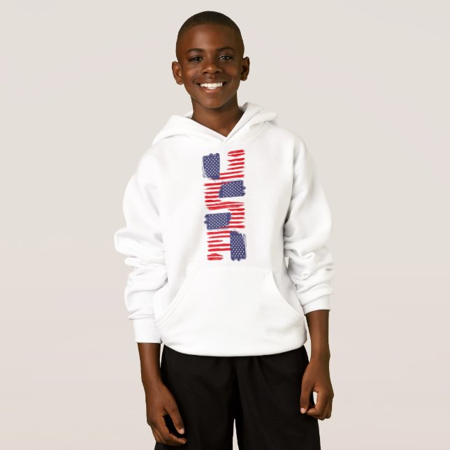 LOVE FLAG USA/EEUU TEXT BRUSH STROKE BY MASANSER P T SHIRT (Hel framsida)