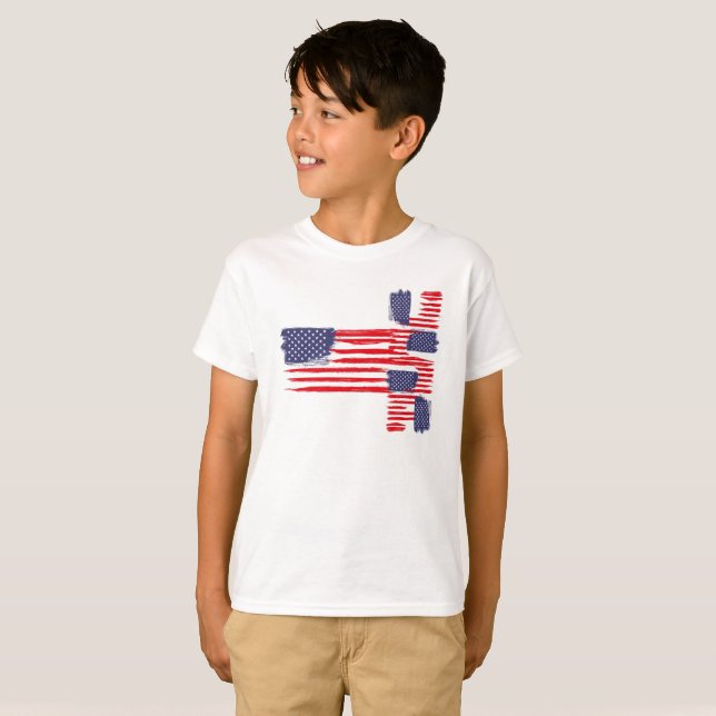 LOVE FLAG USA/EEUU TEXT BRUSH STROKE BY MASANSER P T SHIRT (Hel framsida)