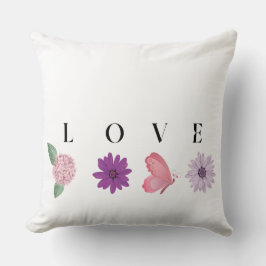 LOVE Floral Butterfly, Romantic Cottage Core Decor Kudde