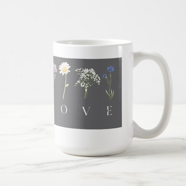 LOVE Floral  – Romantic Botanical Print Kaffemugg (Höger)
