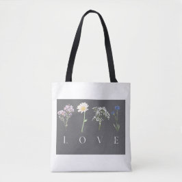 LOVE Floral  – Romantic Botanical Print Tygkasse