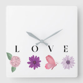 Love Floral Romantic Valentine’s Gift, Home Décor Fyrkantig Klocka