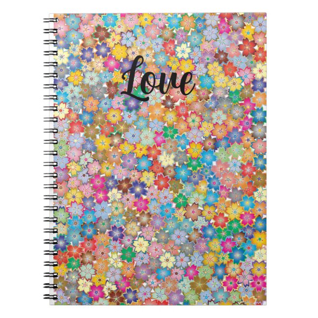 Love Floral Spiral Notebook Anteckningsbok (Framsidan)