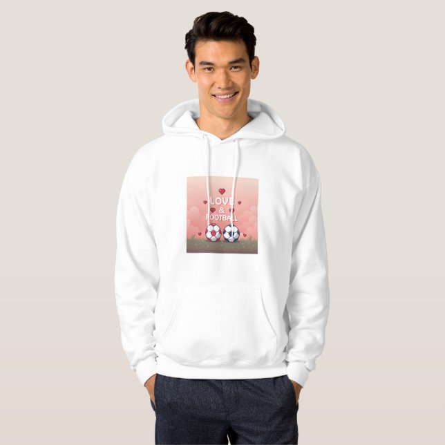 Love & Football - Arte Pixelado Hoodie (Hel framsida)