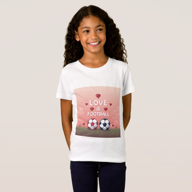 Love & Football - Arte Pixelado T Shirt (Hel framsida)