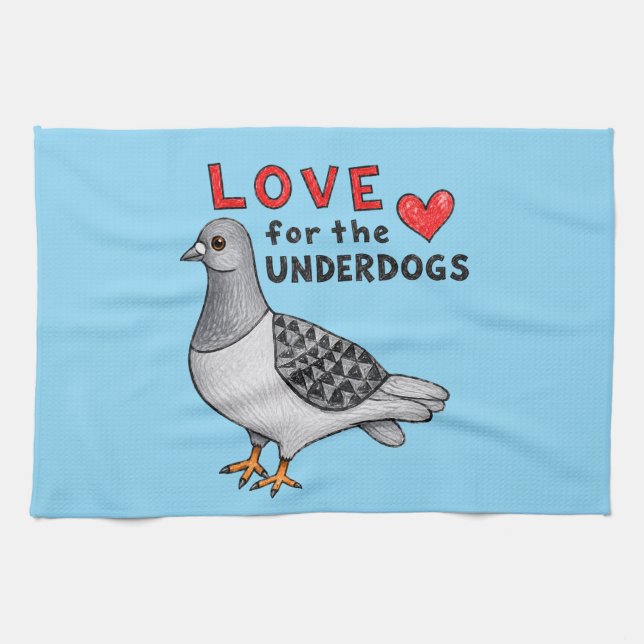 Love for the Underdogs – Geschirrtuch mit Taube Kökshandduk (Horisontell)