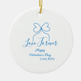 Love Forever blue bow happy Valentine's day name d Julgransprydnad Keramik