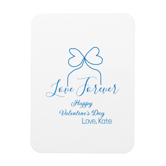 Love Forever blue bow happy Valentine's day name d Magnet (Vertikal)