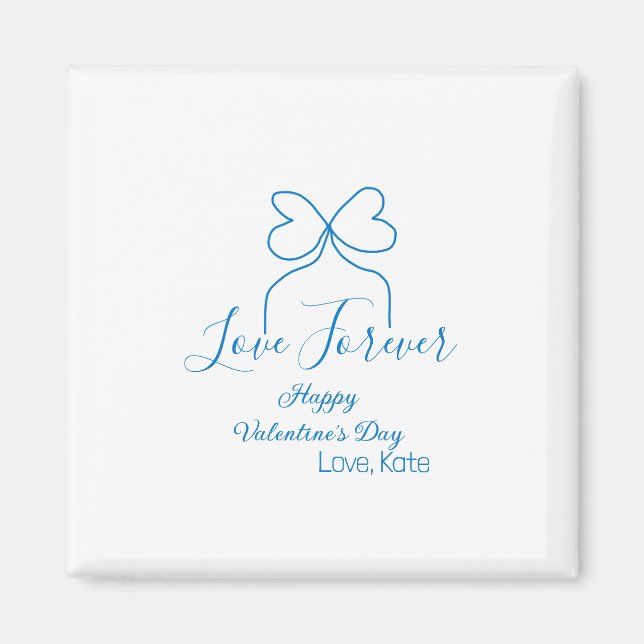 Love Forever blue bow happy Valentine's day name d Magnet (Framsidan)