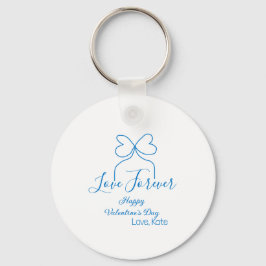 Love Forever blue bow happy Valentine's day name d Nyckelring