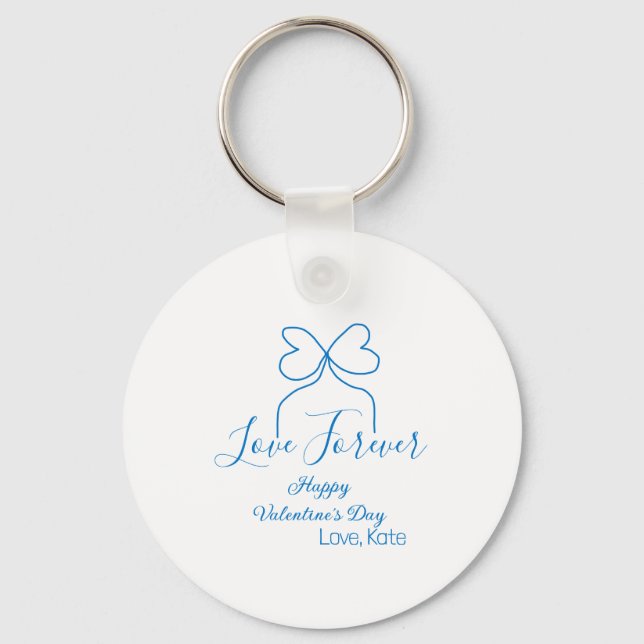 Love Forever blue bow happy Valentine's day name d Nyckelring (Framsida)