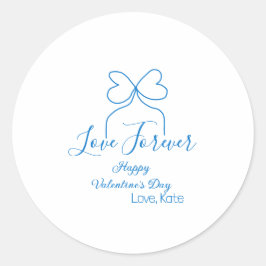 Love Forever blue bow happy Valentine's day name d Runt Klistermärke