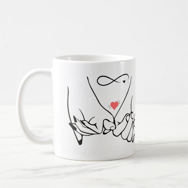 Love forever – pinky promise line art kaffemugg (Vänster)