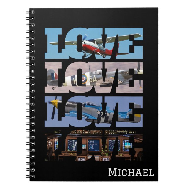 LOVE Foto Flygplan, Luftfart, Minimalistisk  Anteckningsbok (Framsidan)