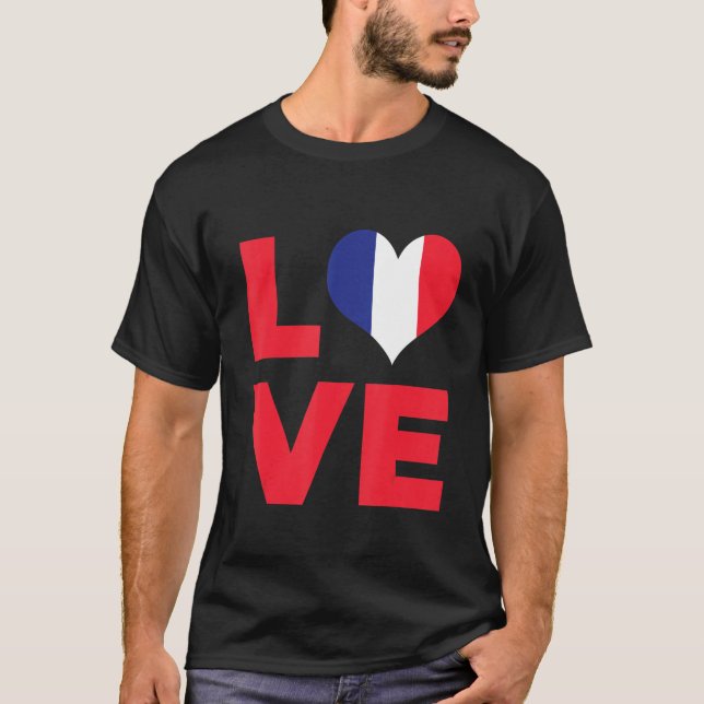 Love France Flag T Shirt (Framsida)