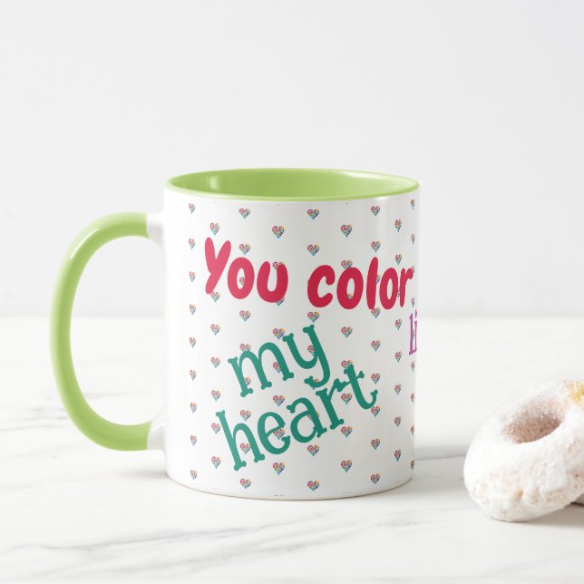 Love, Friendship, Rainbow Hearts, Colorful Mug Mugg (Med munk)