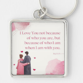 LOVE FYRKANTIG SILVERFÄRGAD NYCKELRING