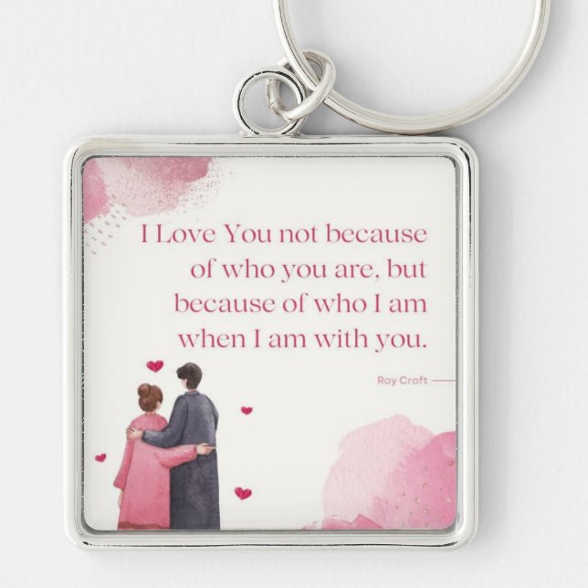 LOVE FYRKANTIG SILVERFÄRGAD NYCKELRING (Framsidan)