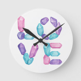 LOVE Gemstone Wall Clock – Elegant Crystal Letter Rund Klocka