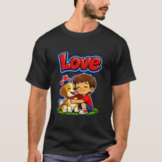 Love Glow – Pojke och hund som kramas T Shirt