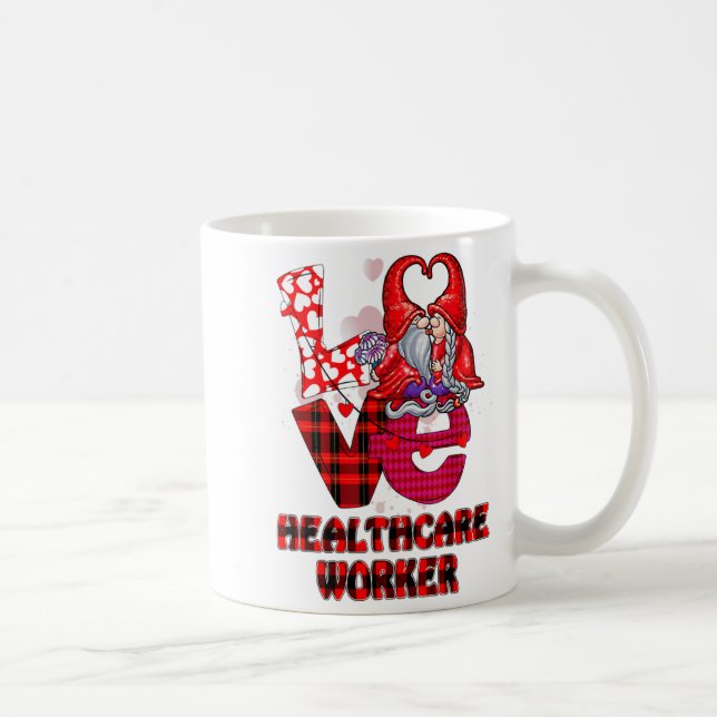 Love Gnome Healthcare Worker Valentines Day Heart  Kaffemugg (Höger)