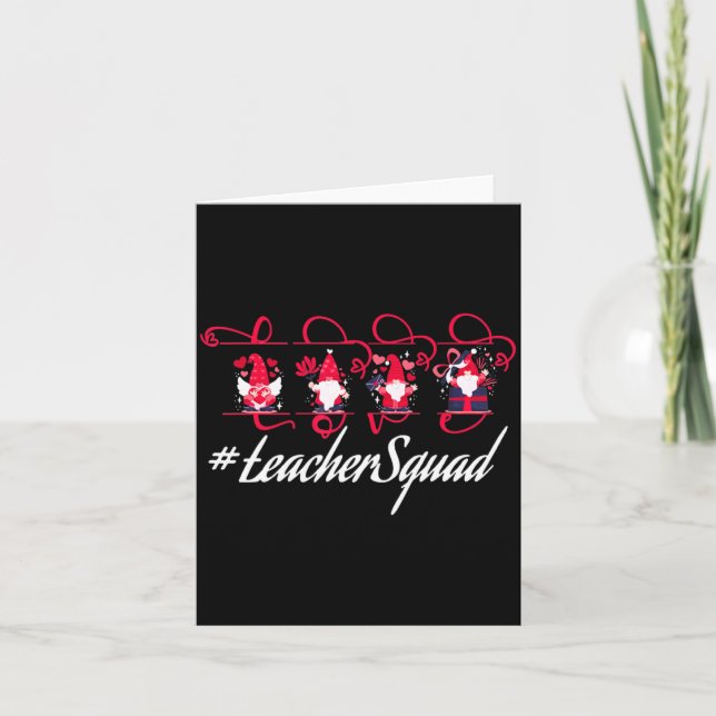 Love Gnome Teacher Squad Happy Valentine Gnome Tea Kort (Framsida)