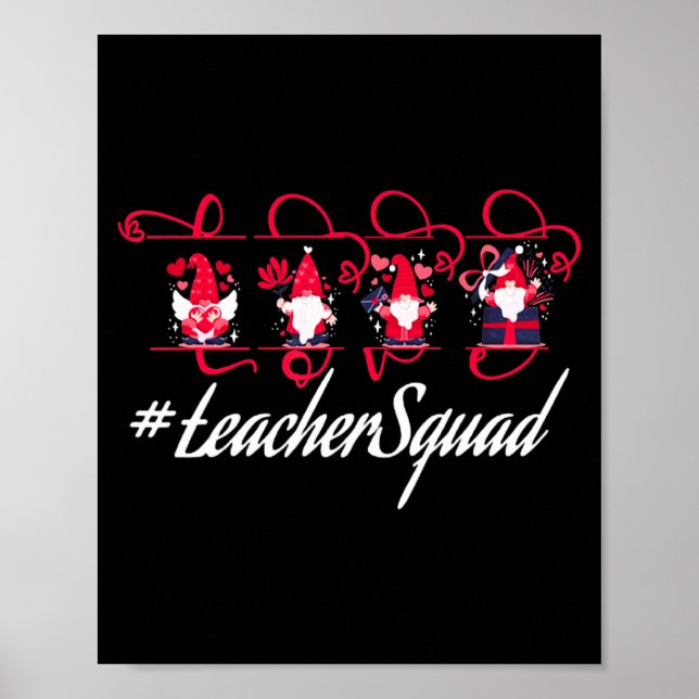 Love Gnome Teacher Squad Happy Valentine Gnome Tea Poster (Framsidan)