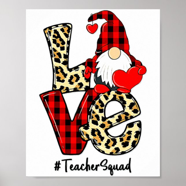 Love Gnome Teacher Squad Happy Valentine Gnome Tea Poster (Framsidan)