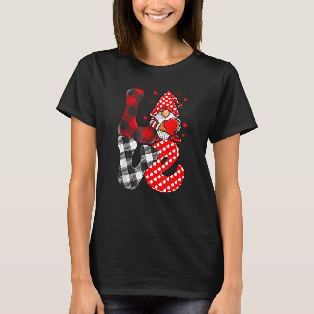 Love Gnome Teacher Squad Happy Valentine Gnome Tea T Shirt (Framsida)
