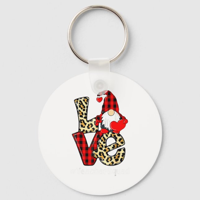 Love Gnome Teacher Squad Valentines Day Teacher St Nyckelring (Framsida)