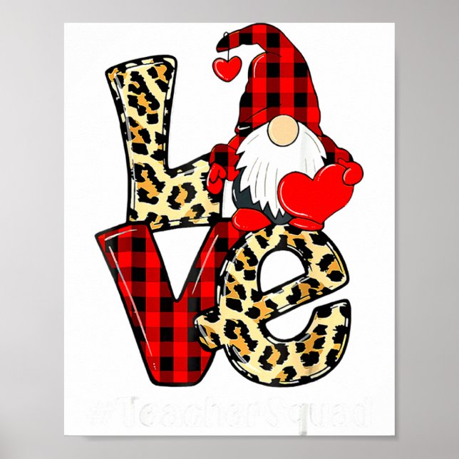Love Gnome Teacher Squad Valentines Day Teacher St Poster (Framsidan)