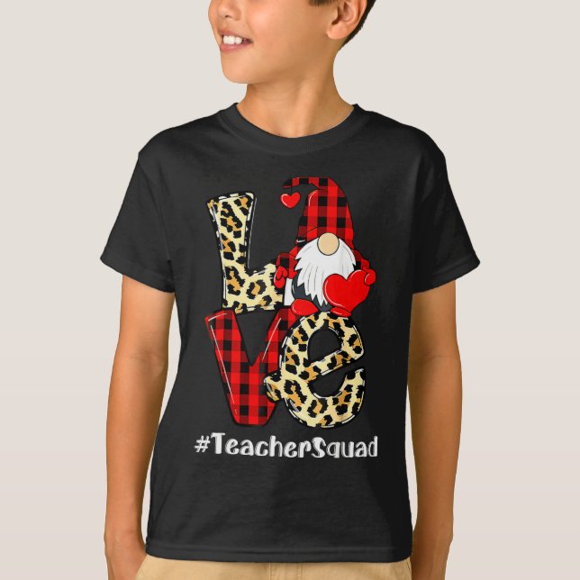 Love Gnome Teacher Squad Valentines Day Teacher St T Shirt (Framsida)