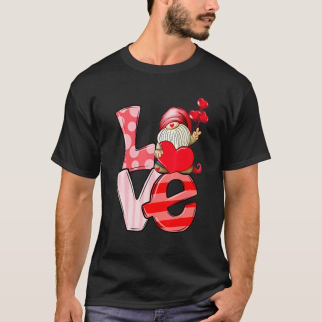 Love Gnome Valentines Day Love Valentine Pajamas G T Shirt (Framsida)