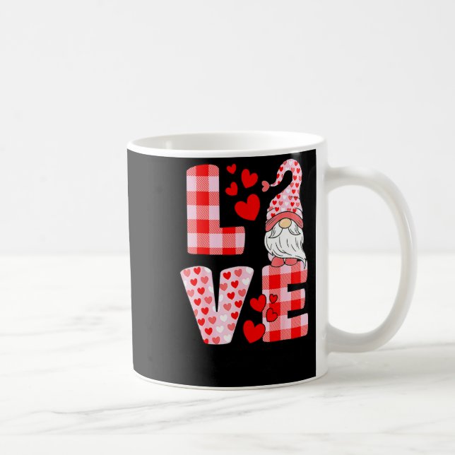 Love Gnome Valentines Day Red Buffalo Plaid Leopar Kaffemugg (Höger)