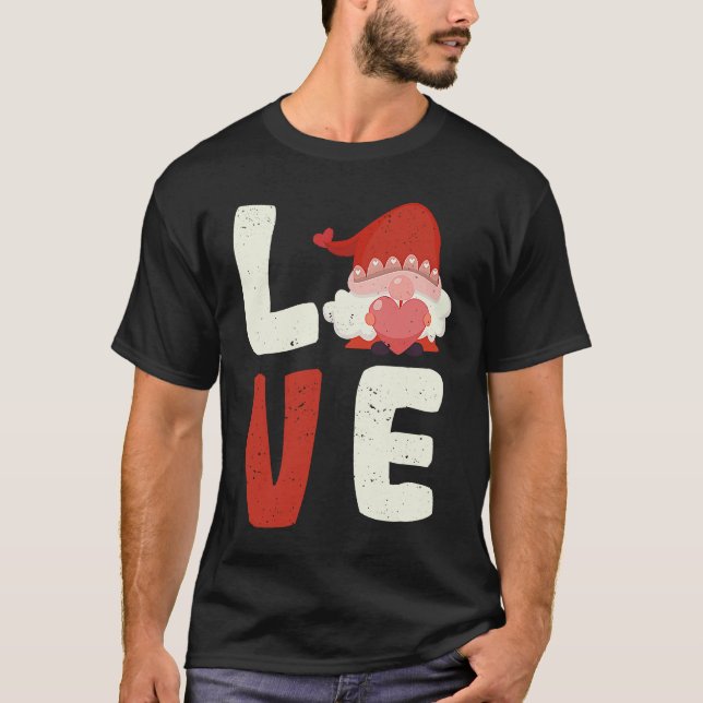 Love Gnome Valentine's Day  V Day Gnomes  Couples T Shirt (Framsida)