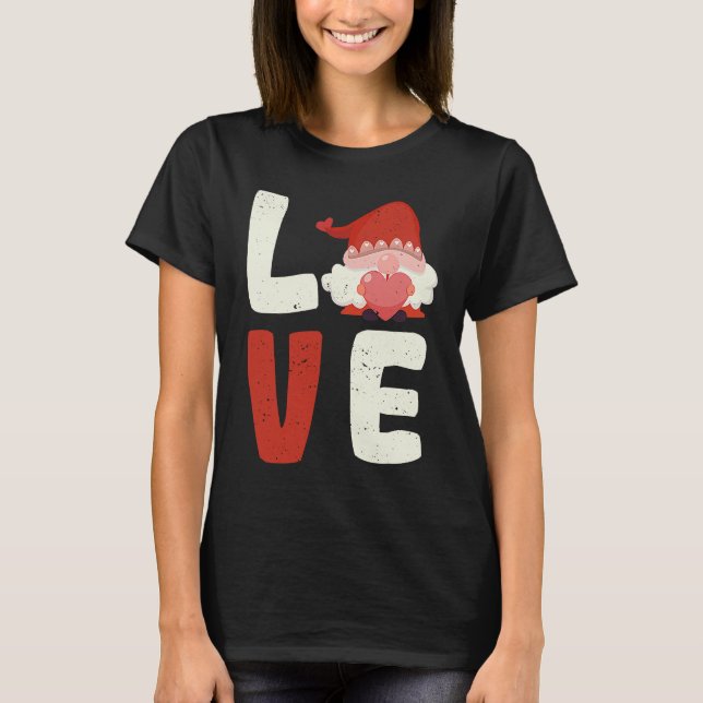 Love Gnome Valentine's Day  V Day Gnomes  Couples T Shirt (Framsida)