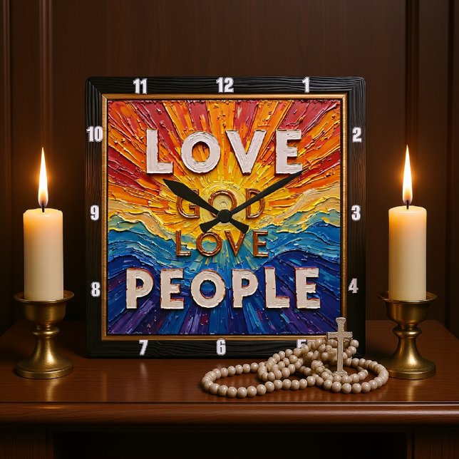 Love God Love People Artwork Fyrkantig Klocka (Skapare uppladdad)