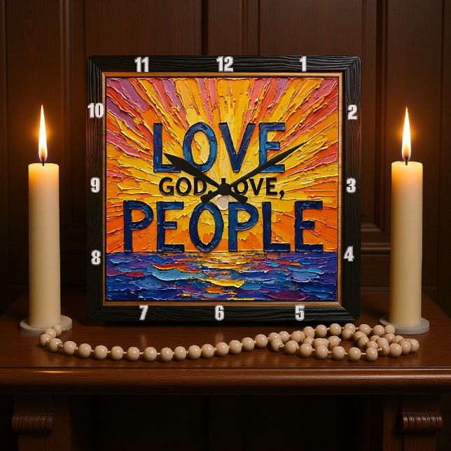 Love God, Love People Artwork Fyrkantig Klocka (Skapare uppladdad)