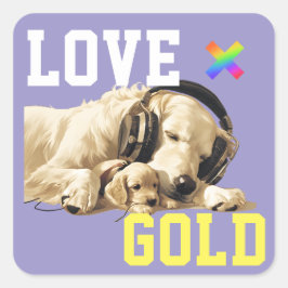 LOVE × GOLDEN RETRIEVER - Custom スケートボード Fyrkantigt Klistermärke