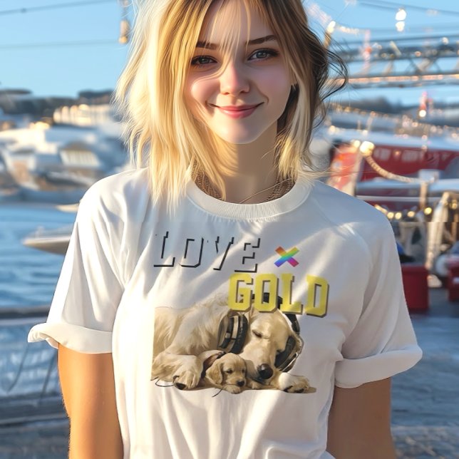 LOVE × GOLDEN RETRIEVER - Custom  T Shirt (Skapare uppladdad)
