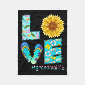 LOVE Grandma Life Flip Flops Hippie Sunflower Fleecefilt